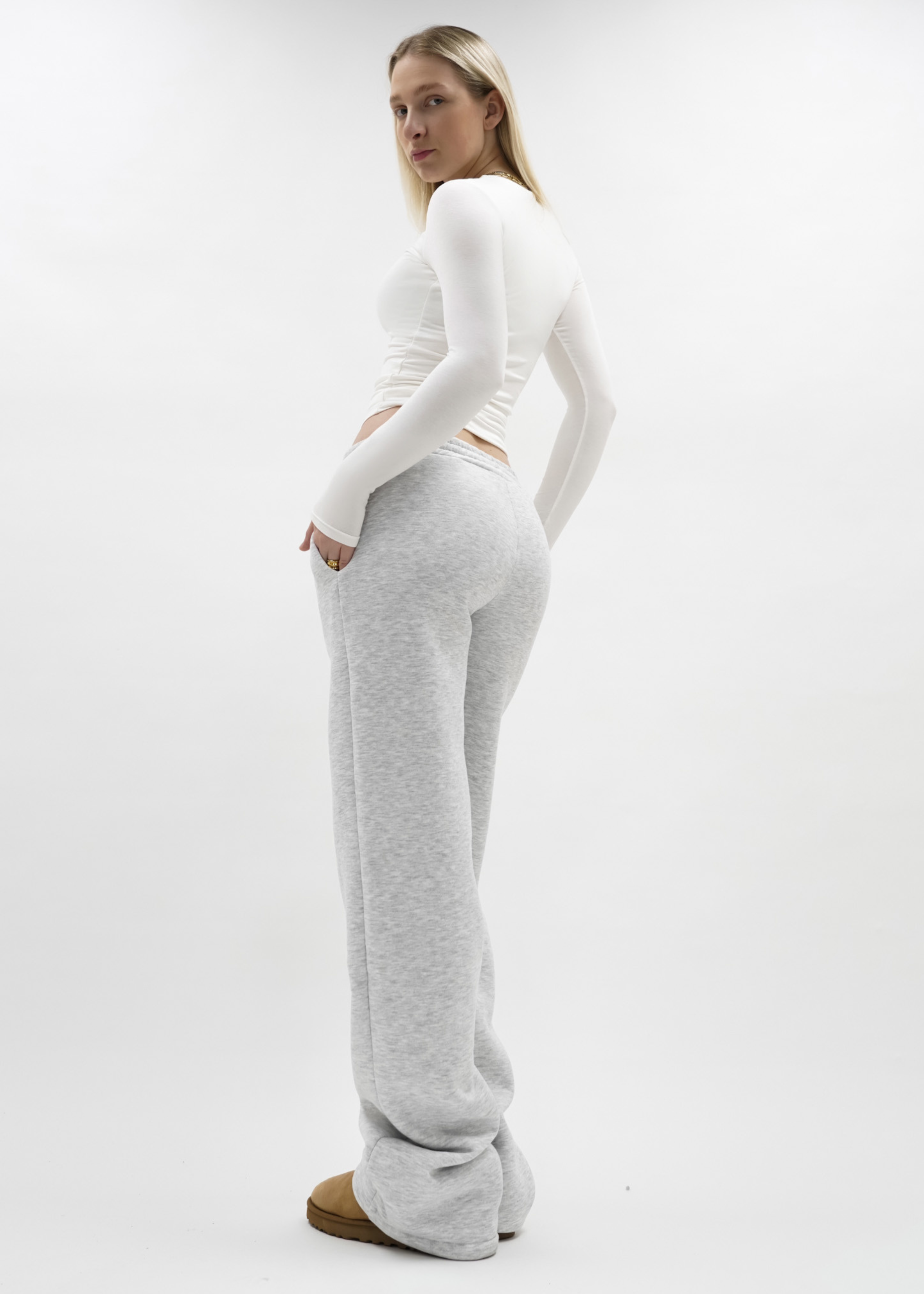 Laag/middel heup jogger pants licht grijs