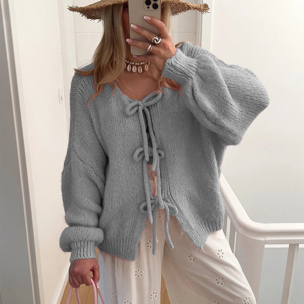 Elise™ | Knitted Bow Tie Cardigan