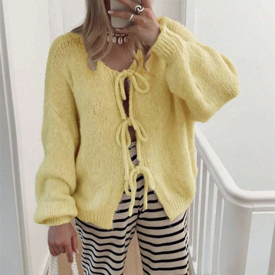 Elise™ | Knitted Bow Tie Cardigan