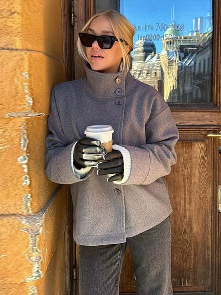 Short Funnel Neck Coat