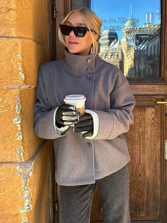 Short Funnel Neck Coat