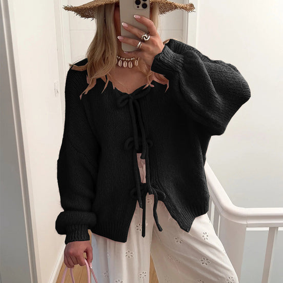Elise™ | Knitted Bow Tie Cardigan