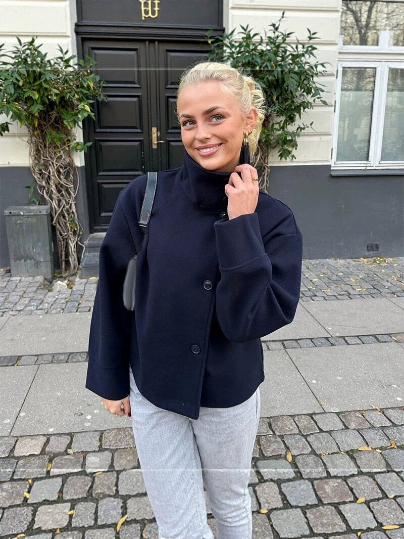 Short Funnel Neck Coat