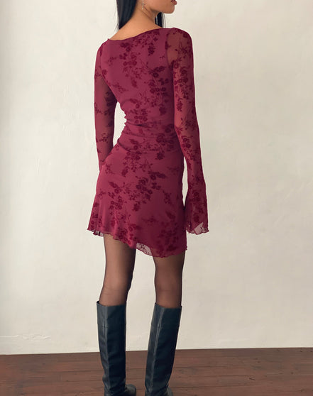 Sevila lange mouwen mini jurk-Bloemen
