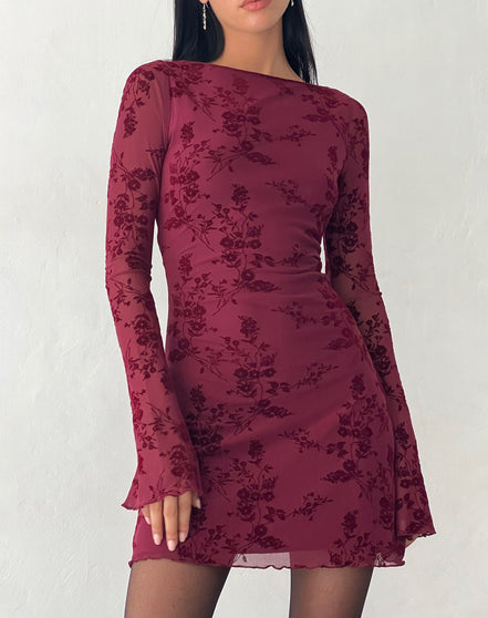 Sevila lange mouwen mini jurk-Bloemen