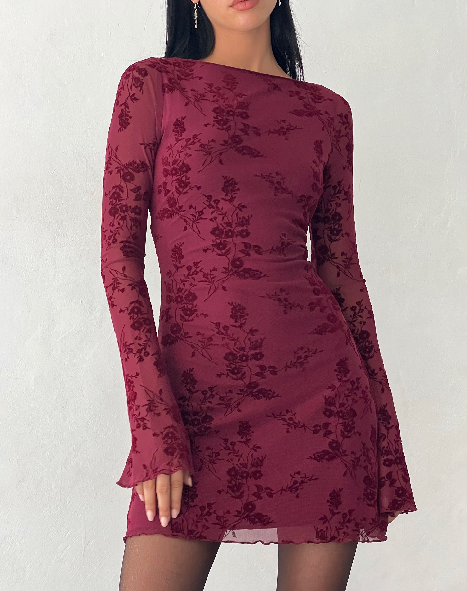 Sevila lange mouwen mini jurk-Bloemen