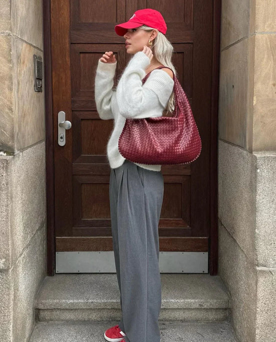 Elise Everyday Bag | Trendy gevlochten Dames Tas van Vegan Leer met Ruime Indeling